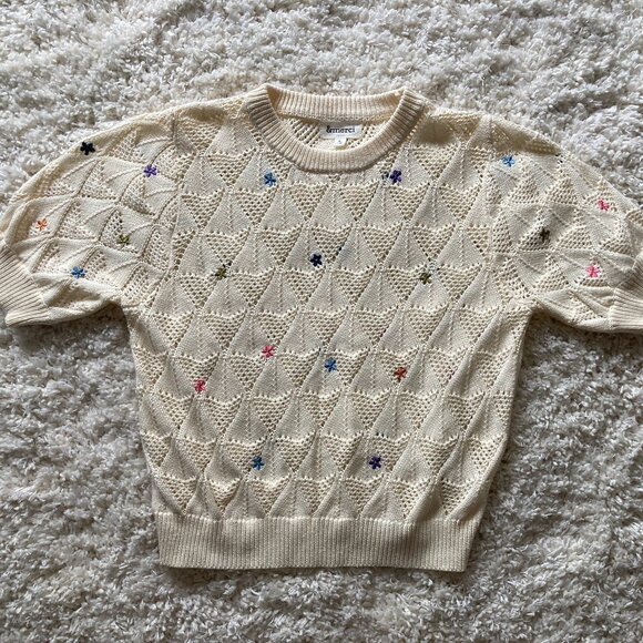 &Merci Flower Embroidered Sweater Multi Floral - Size L - Picture 1 of 4